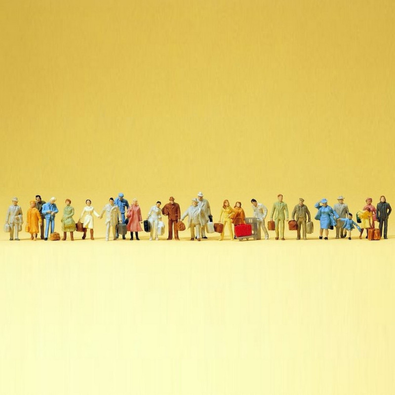 Figurines Preiser Pour Train Miniature HO - 6 Personnages Marcheurs + 2 Voyageurs, Neufs, échelle 1/87