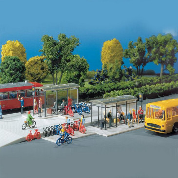 Arrêt de bus et garage à vélos-HO-1/87-FALLER 180553