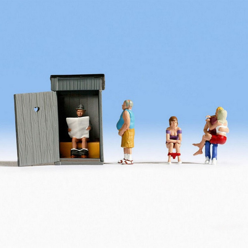 Noch - 15560 - Scènes Aux Toilettes - 5 Figurines + Accessoires - Modélisme Ferroviaire - Dès 14 Ans