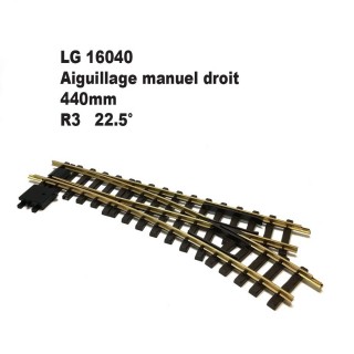 Aiguillage manuel gauche 440mm R3 22.5 degrés-G-1/22.5-LGB 16140