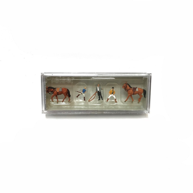 Set d'équitation 3 personnages et 2 chevaux-N-1/160-PREISER 79185