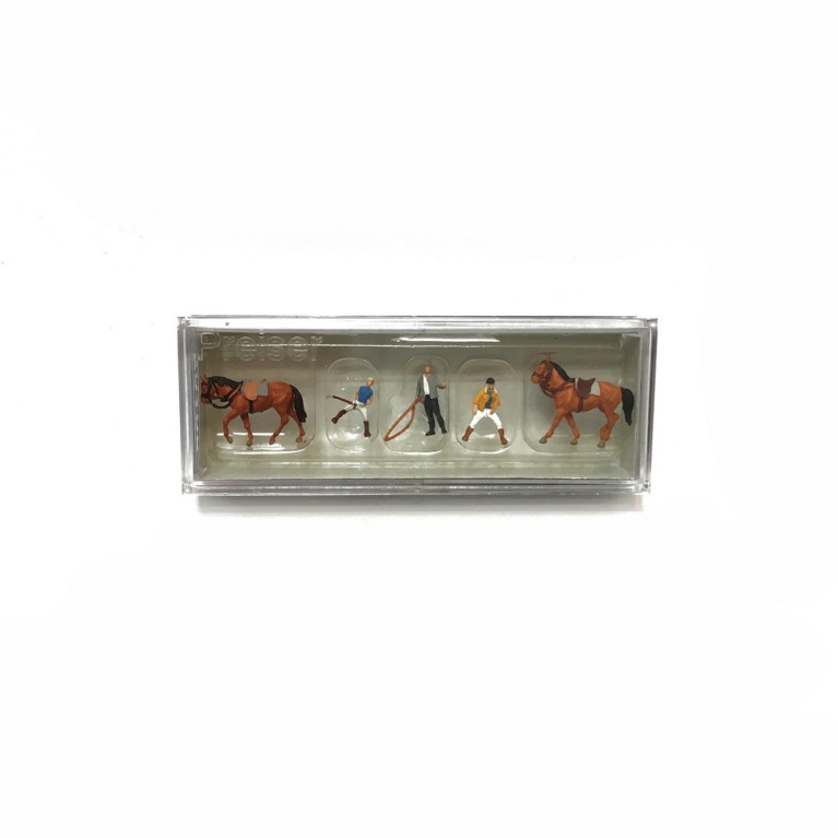 Set d'équitation 3 personnages et 2 chevaux-N-1/160-PREISER 79185