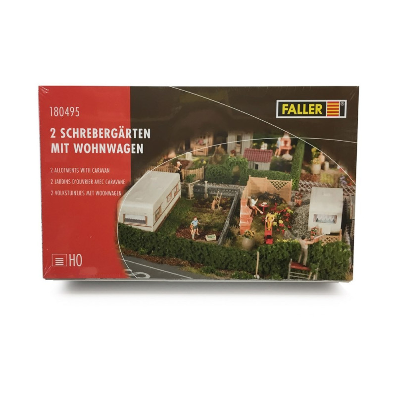 2 Jardins potager avec caravanes-HO 1/87-FALLER 180495