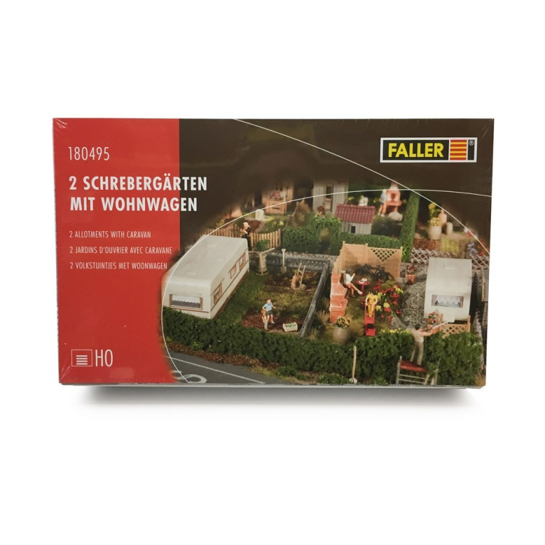 2 Jardins potager avec caravanes-HO 1/87-FALLER 180495