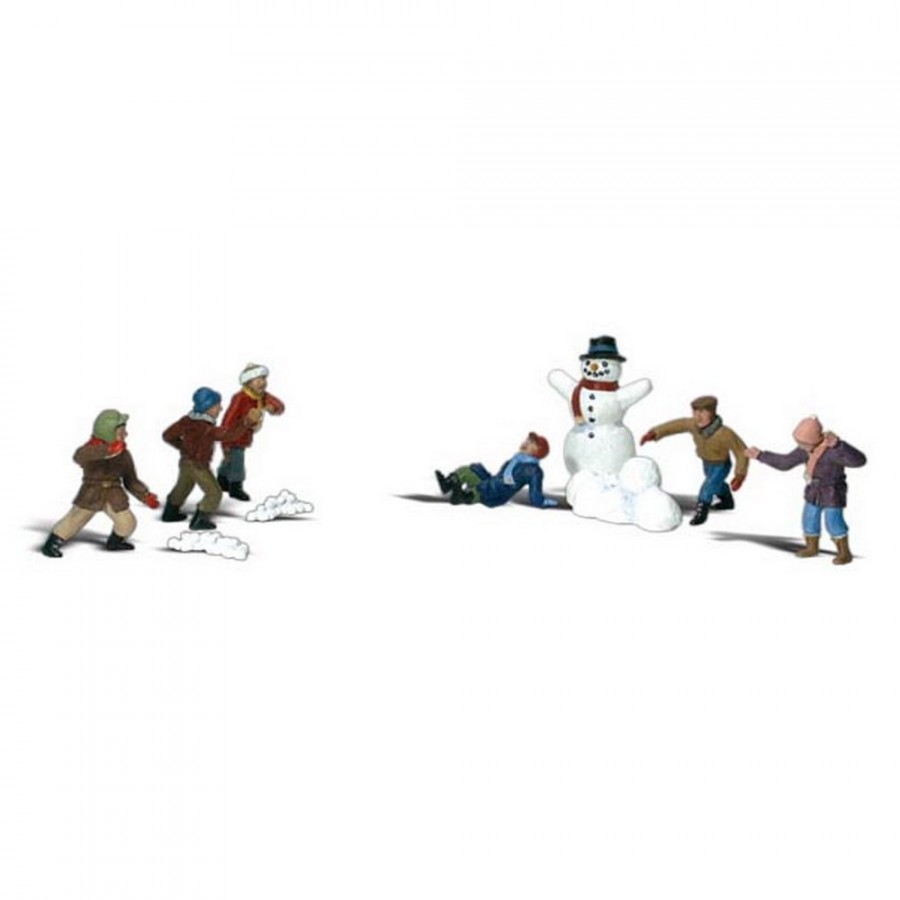 6 enfants jouant dans la neige-HO 1/87-WOODLAND SCENICS A1894