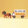 Charette transport de biere avec chevaux et personnage-N-1/160-PREISER 79478