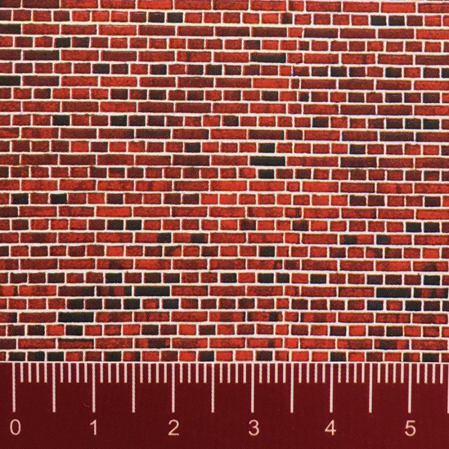 Plaque cartonnée mur en briques rouges-HO 1/87-VOLLMER 46042