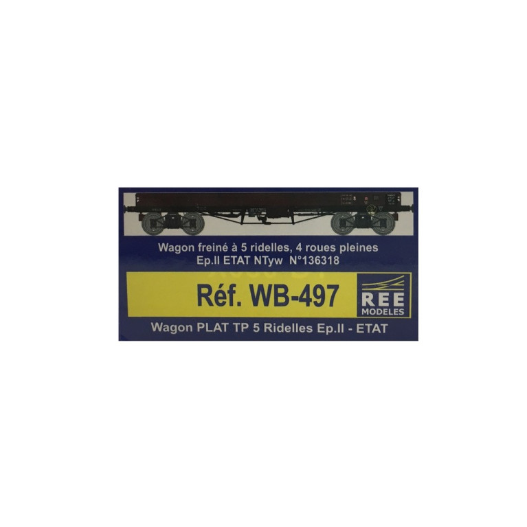 Wagon plat TP 5 Ridelles ETAT Ep II-HO 1/87-REE WB497