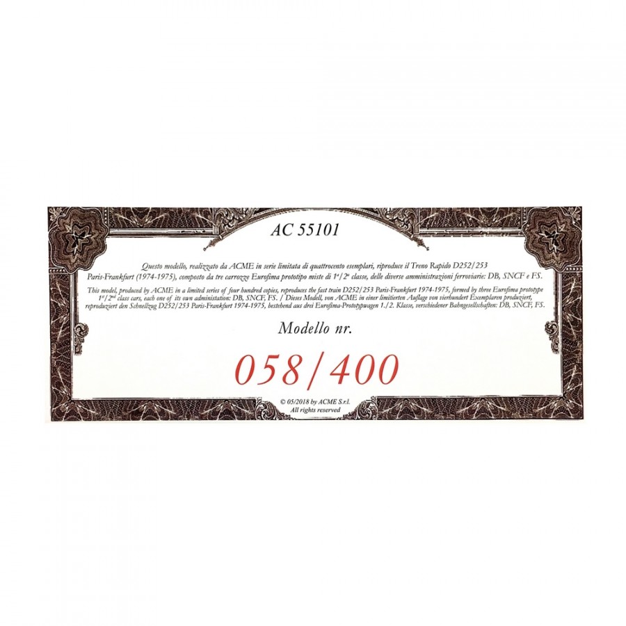 Coffret de 3 voitures Paris Francfort Milan ép IV-HO 1/87-ACME 55101