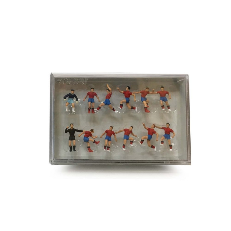 Equipe de Foot "rouge" + arbitre-HO 1/87-PREISER 10760