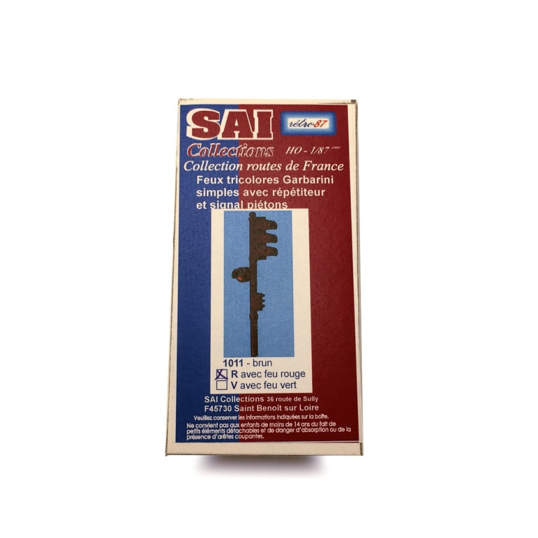 Feu tricolore simple marron-Rouge-HO 1/87-SAI 1011R