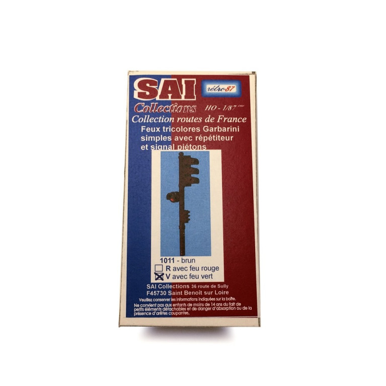 Feu tricolore simple marron-Vert-HO 1/87-SAI 1011V