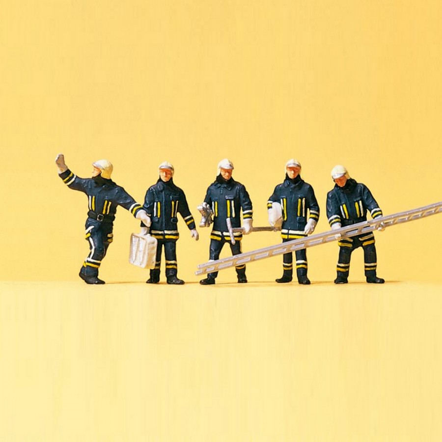 6 Pompiers en intervention-HO 1/87-PREISER 10484