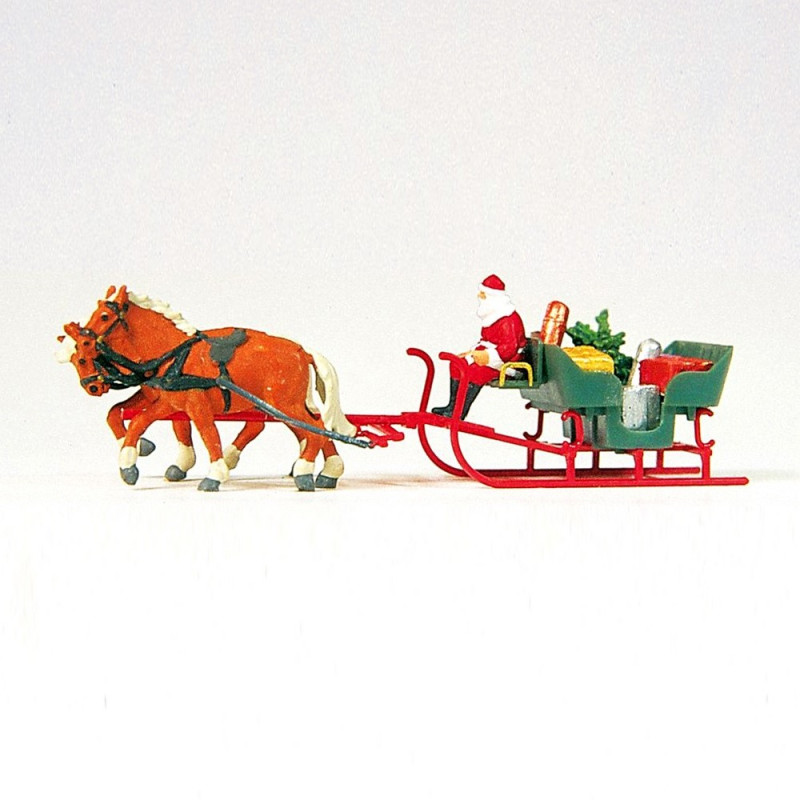 Père Noël + Attelage 2 chevaux-HO 1/87-PREISER 30448