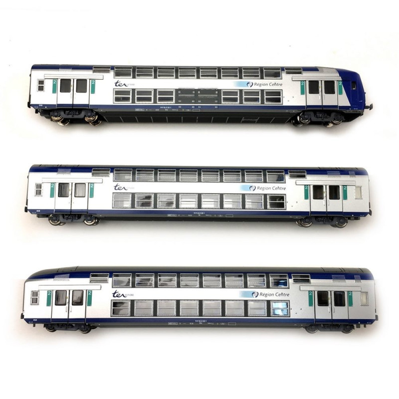 Coffret 3 éléments TER Centre SNCF-HO 1/87-VITRAINS 1104