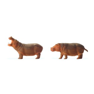2 Hippopotames-HO-1/87-PREISER 20373