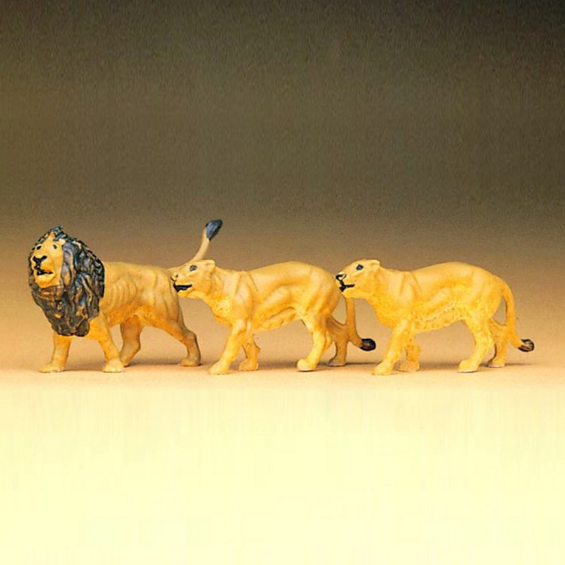 2 Lions + 1 Lionne-HO-1/87-PREISER 20379