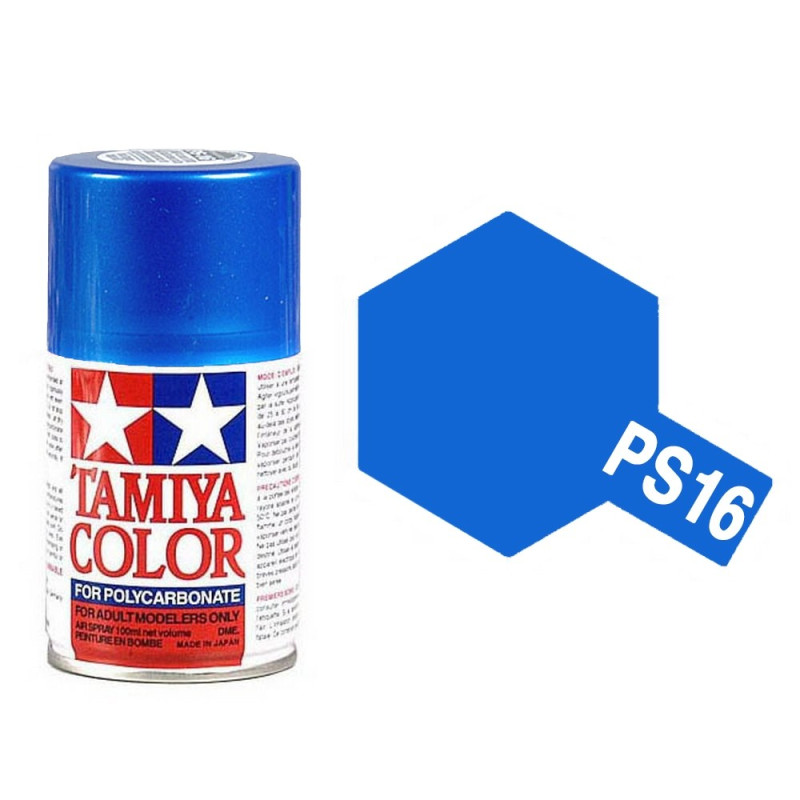 Bleu (Blue) métallique Polycarbonate Spray de 100ml-TAMIYA PS16