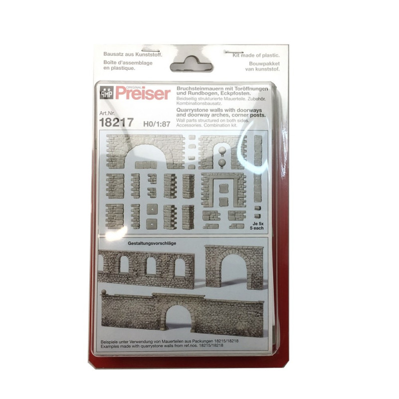 Kit de murs à assembler-HO-1/87-PREISER 18217