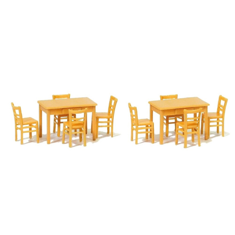 2 Tables et 8 Chaises Marron-HO 1/87-PREISER 17218