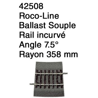 Rail courbe 358 mm Ballast Souple-HO 1/87-ROCO 42508