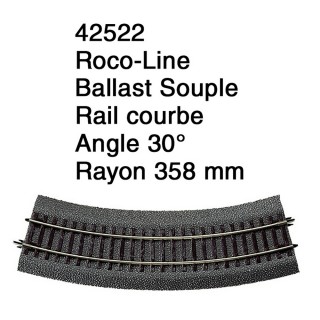 Rail courbe R 358 mm Ballast Souple-HO 1/87-ROCO 42522