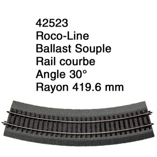 Rail courbe R 419.6 mm Ballast Souple-HO 1/87-ROCO 42523