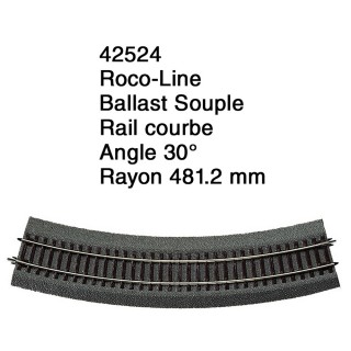 Rail courbe R 481.2 mm Ballast Souple-HO 1/87-ROCO 42524