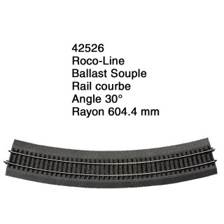 Rail courbe R 604.4 mm Ballast Souple-HO 1/87-ROCO 42526