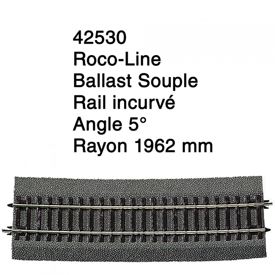 Rail courbe R 1962 mm Ballast Souple-HO 1/87-ROCO 42530