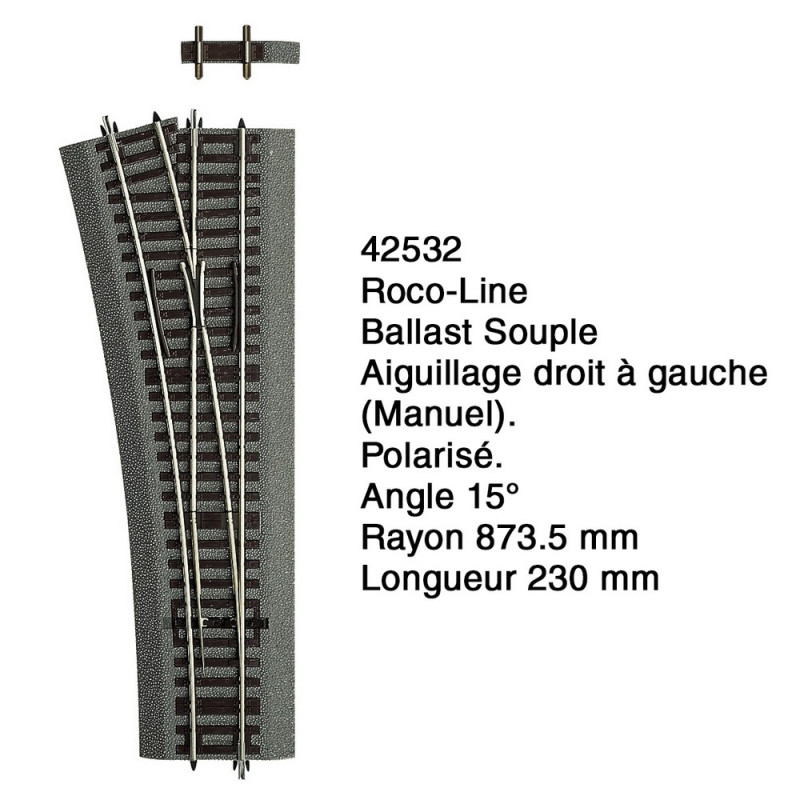 Aiguillage droit à gauche Ballast Souple-HO 1/87-ROCO 42532