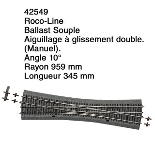 Aiguillage à glissement double Ballast Souple-HO 1/87-ROCO 42549