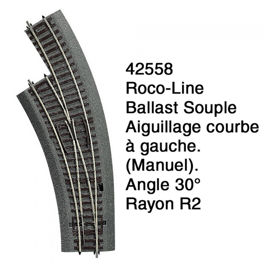 Rail courbe R 888 mm Ballast Souple-HO 1/87-ROCO 42528 