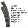 Aiguillage courbe à gauche R3 Ballast Souple-HO 1/87-ROCO 42572