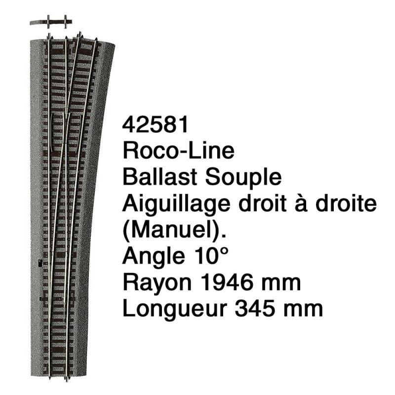 Aiguillage droit à droite Ballast Souple-HO 1/87-ROCO 42581