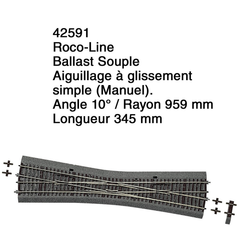 Aiguillage à glissement simple Ballast Souple-HO 1/87-ROCO 42591