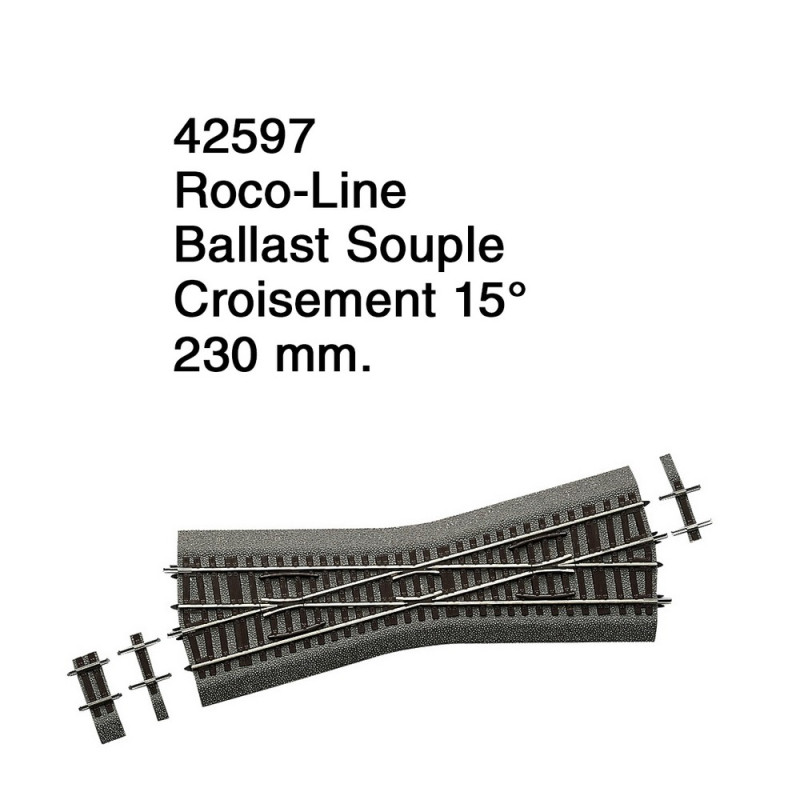 Croisement 15° Ballast Souple-HO 1/87-ROCO 42597