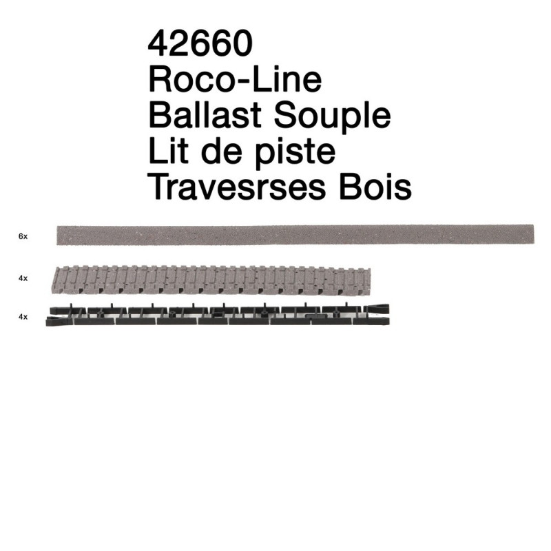 Lit de piste pour traverses bois-HO 1/87-ROCO 42660