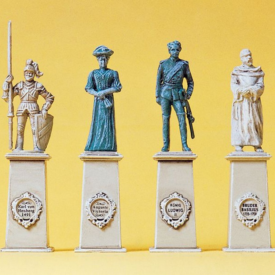4 Statues sur piédestal-HO 1/87-PREISER 10525