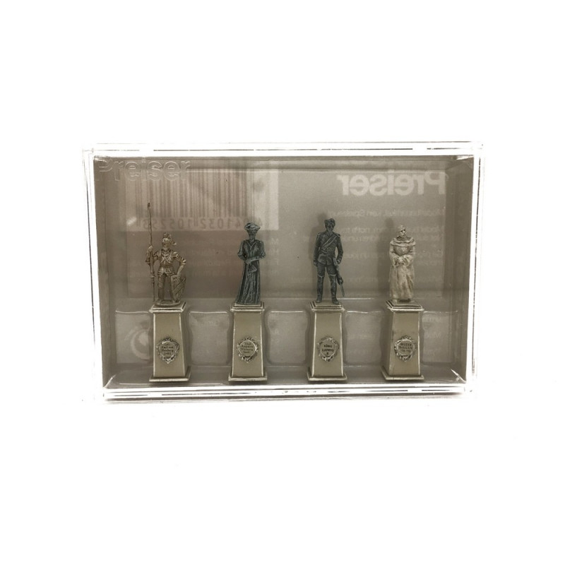 4 Statues sur piédestal-HO 1/87-PREISER 10525