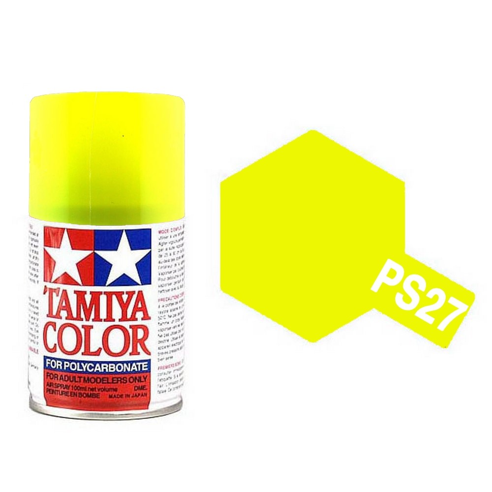 Peinture en bombe Tamiya de 100ml - PS27 Jaune Fluo - Vosges Modélisme