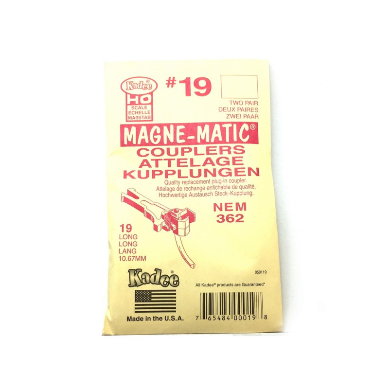 2 paires d'attelages longs magnétiques NEM 362-HO 1/87-KADEE 19