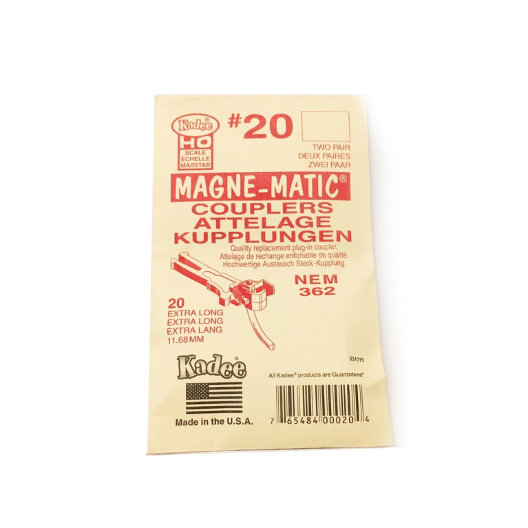 2 paires d'attelages extra longs magnétiques NEM 362-HO 1/87-KADEE 20