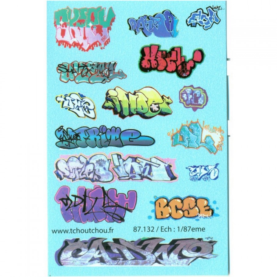 Tags / Graffitis décalcomanies-HO 1/87-TCHOUTCHOU 87132