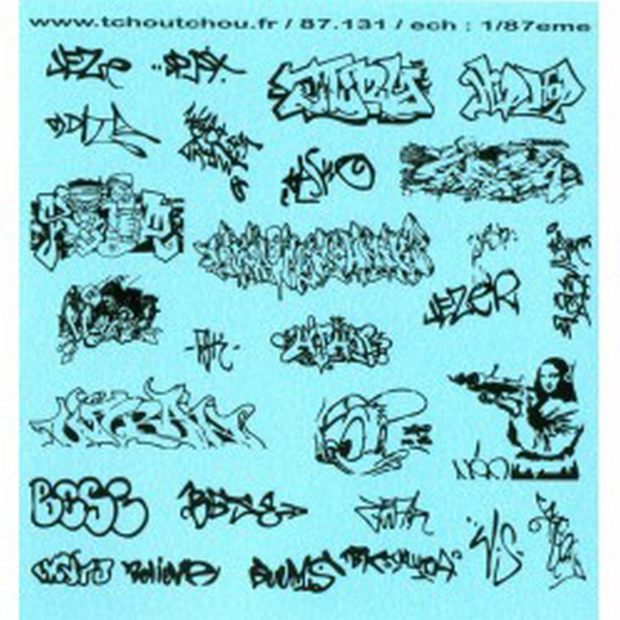 Tags / Graffitis décalcomanies-HO 1/87-TCHOUTCHOU 87131
