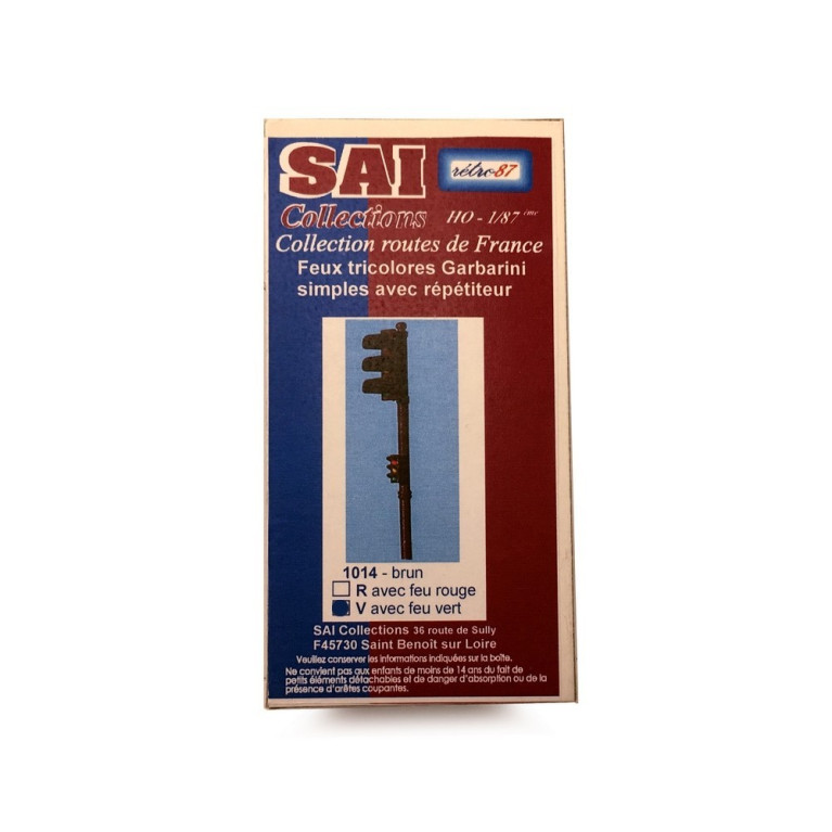 Feu tricolore simple marron-Vert-HO 1/87-SAI 1014V