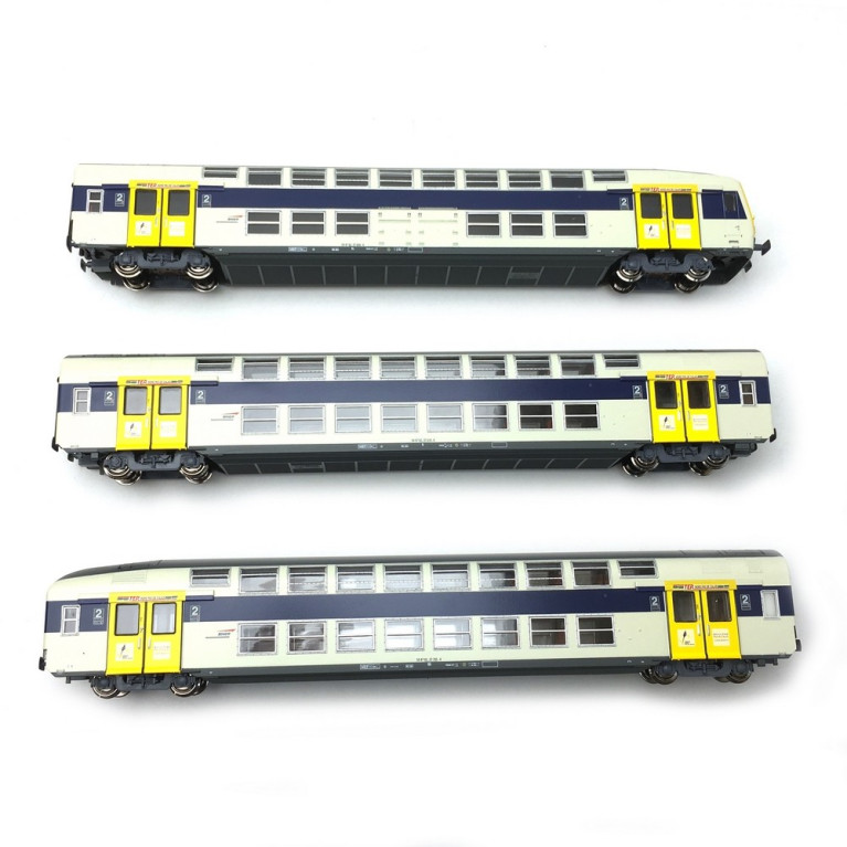 3 voitures VB2N Livrée Nord Pas de Calais SNCF Ep V-HO 1/87-VITRAINS 1124