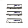 3 wagons à parois coulissantes Hbbillns CFF Cargo Ep VI-N 1/160-MINITRIX 15282