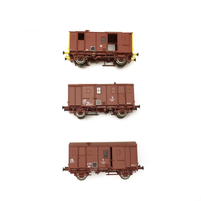 3 Fourgons Us UIC sans feu de fin convoi SNCF-HO 1/87-EPM E51012