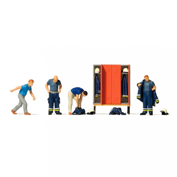 4 pompiers en préparation + accessoires-HO 1/87-PREISER 10642